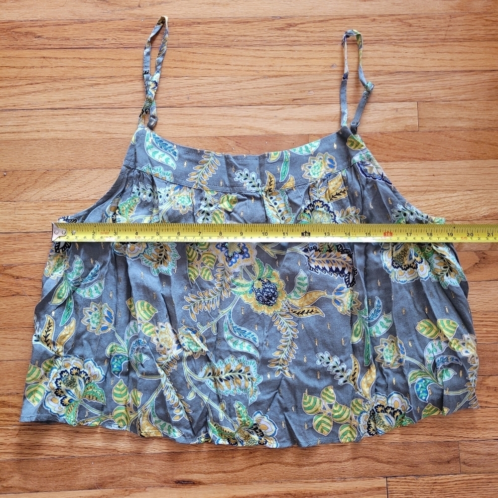 aerie Green Floral Print Tank Top with Lime Accents - Picture 9 of 9